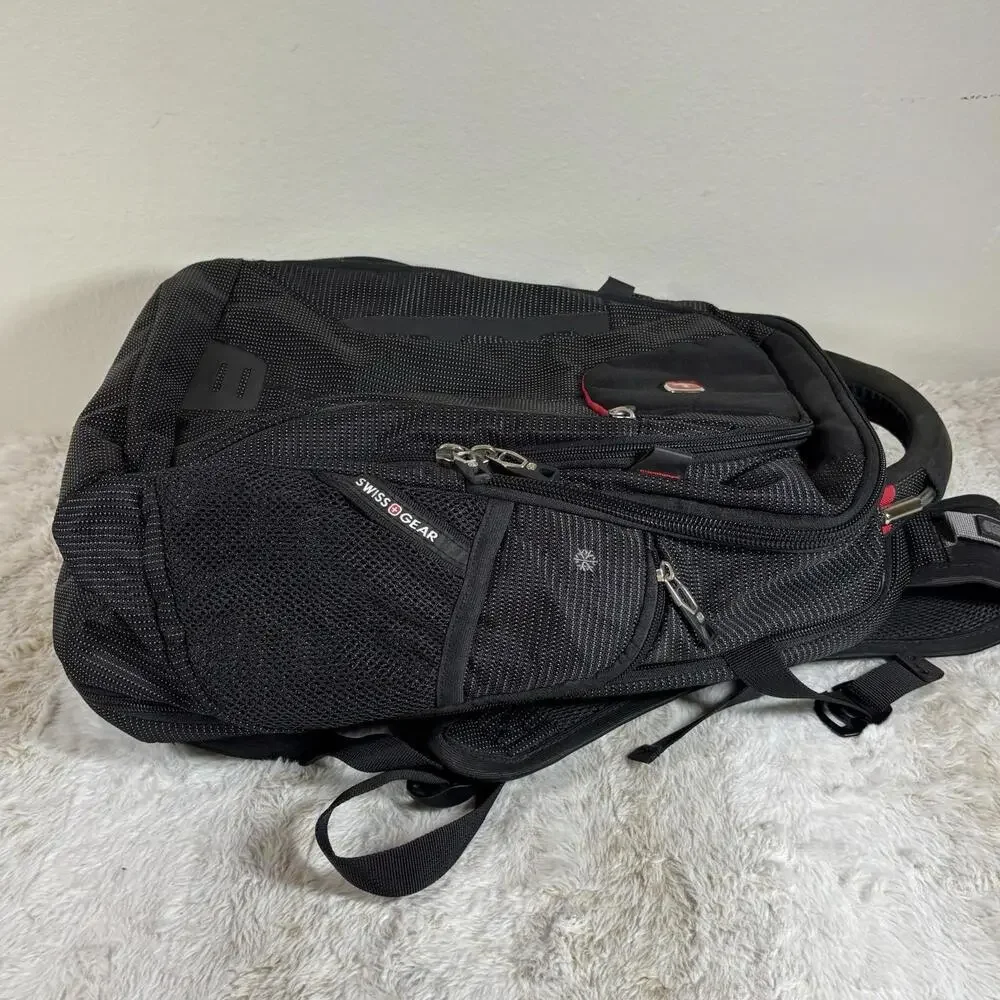 SwissGear Wenger Backpack Laptop Travel Bag Insulated Cooler Pocket Black Red